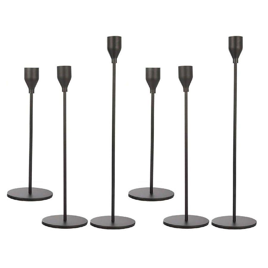 Candlestick Holders Set Iron Metal Modern Elegant Decorative Taper Candle Holder for Wedding Dinning Party Anniversary Black 6PCS