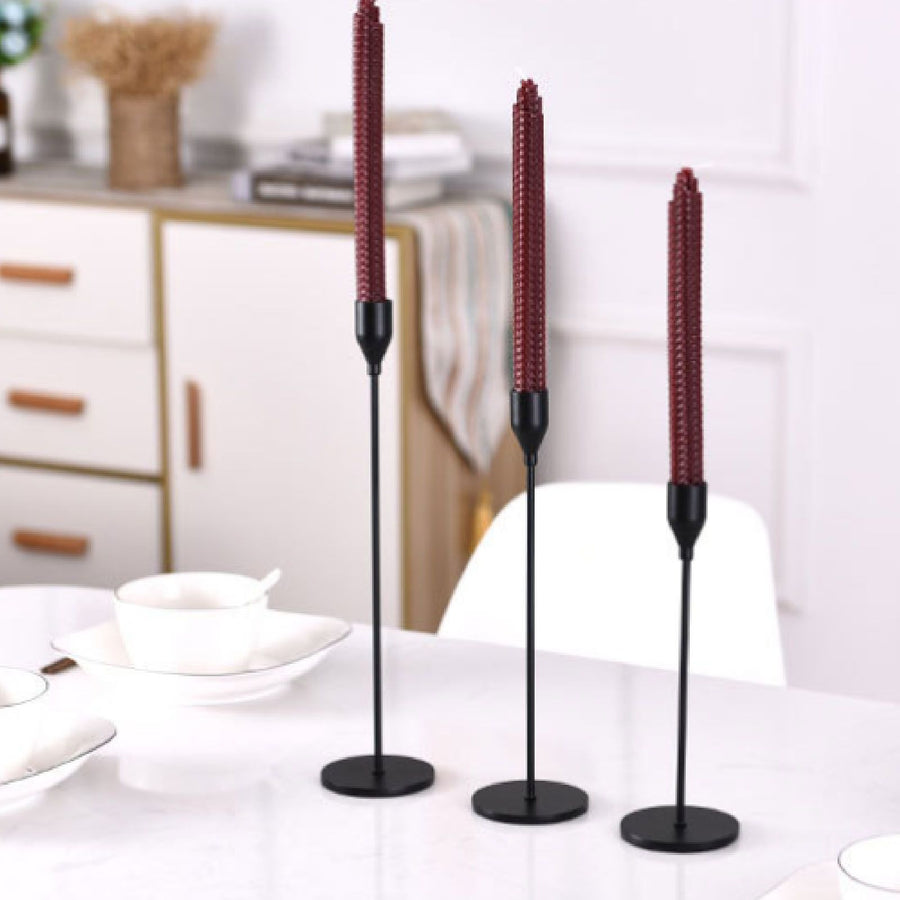 Candlestick Holders Set Iron Metal Modern Elegant Decorative Taper Candle Holder for Wedding Dinning Party Anniversary Black 6PCS