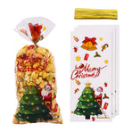 Xmas Candy Bag Plastic Snowflake Pattern Xmas Treat Bag for Cookie Present Packing