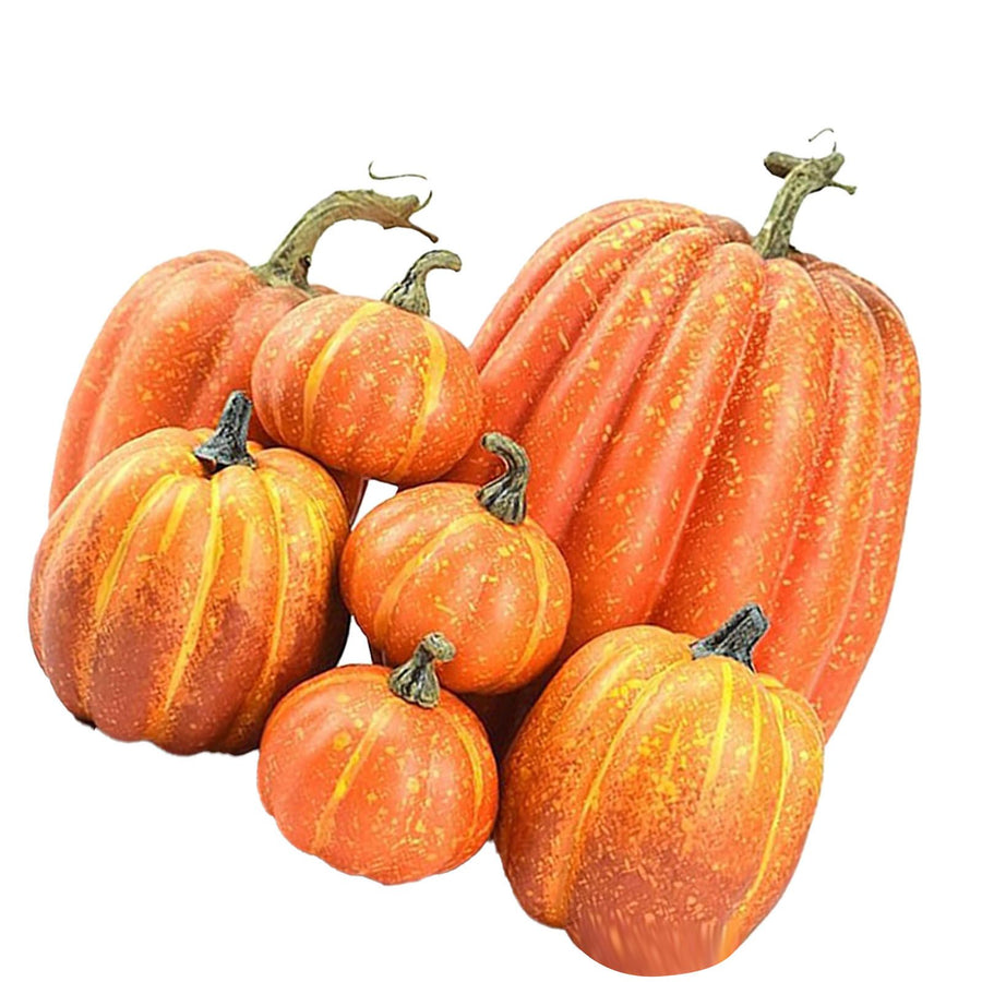 7pcs Simulated Pumpkin Glossy Paint Lightweight Creative Reusable Foam Pumpkin for Decoration Prop Orange