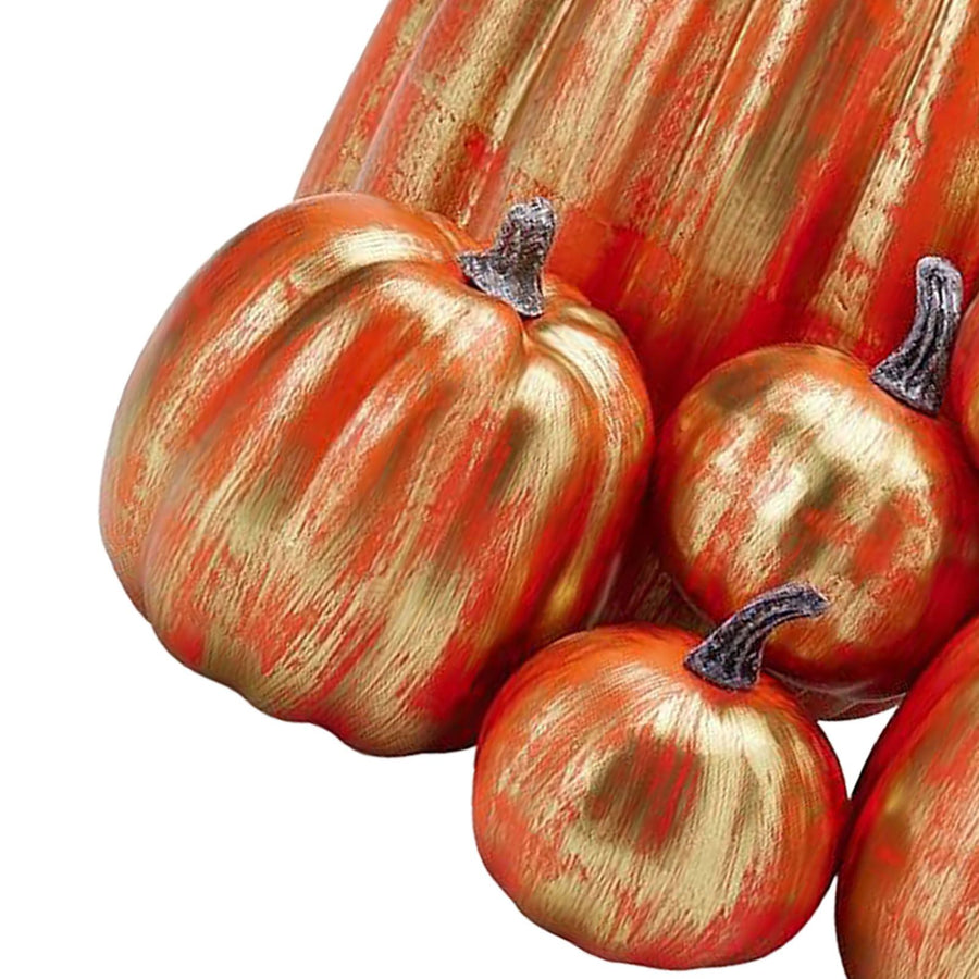 7pcs Simulated Pumpkin Glossy Paint Lightweight Creative Reusable Foam Pumpkin for Decoration Prop Red Gold