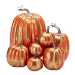 7pcs Simulated Pumpkin Glossy Paint Lightweight Creative Reusable Foam Pumpkin for Decoration Prop Red Gold