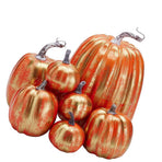 7pcs Simulated Pumpkin Glossy Paint Lightweight Creative Reusable Foam Pumpkin for Decoration Prop Red Gold
