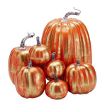 7pcs Simulated Pumpkin Glossy Paint Lightweight Creative Reusable Foam Pumpkin for Decoration Prop Red Gold
