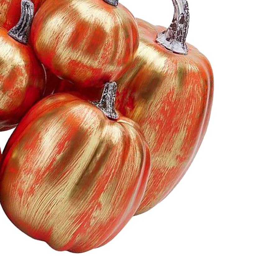 7pcs Simulated Pumpkin Glossy Paint Lightweight Creative Reusable Foam Pumpkin for Decoration Prop Red Gold