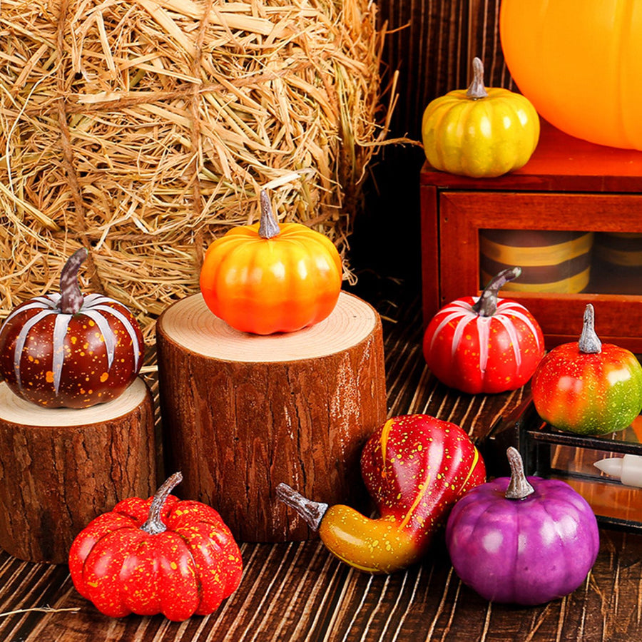 Pumpkin Decorations Lifelike Small Foam Artificial Pumpkin Set for Fall Harvest Thanksgiving Farmhouse Decorative