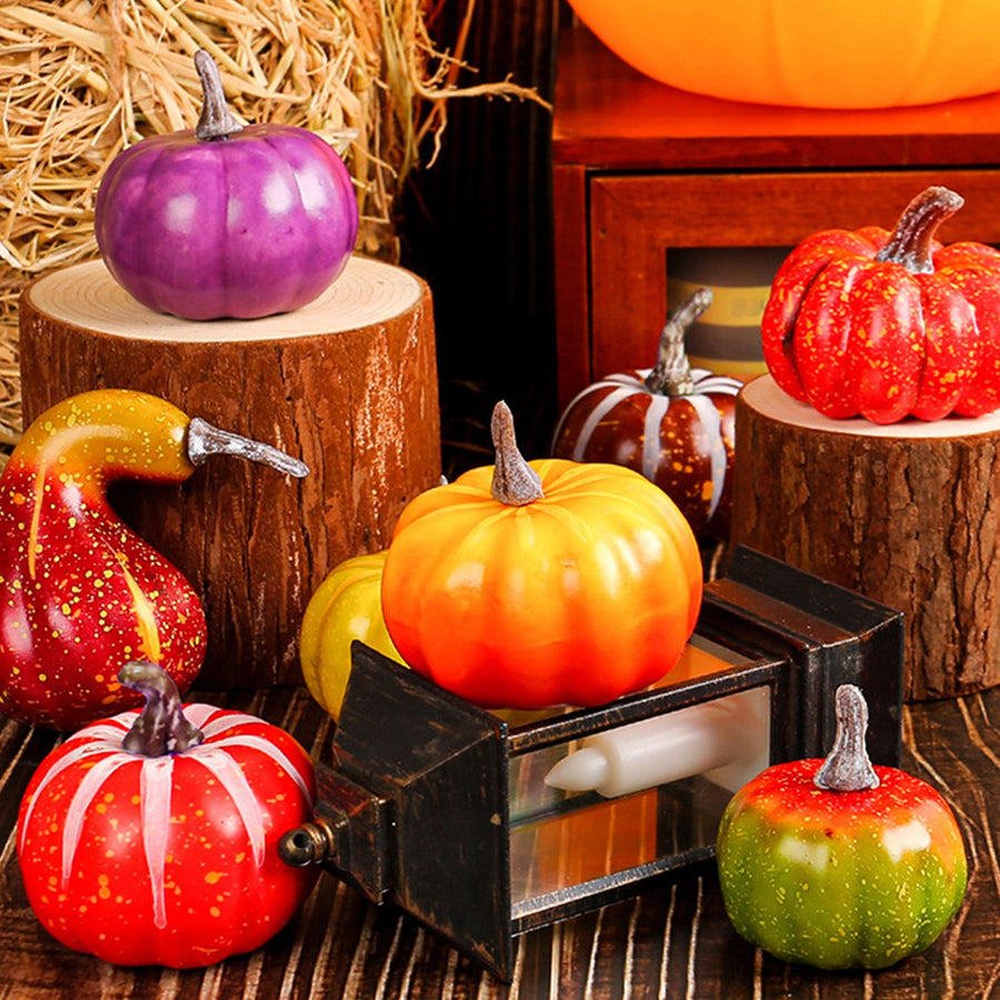 Pumpkin Decorations Lifelike Small Foam Artificial Pumpkin Set for Fall Harvest Thanksgiving Farmhouse Decorative