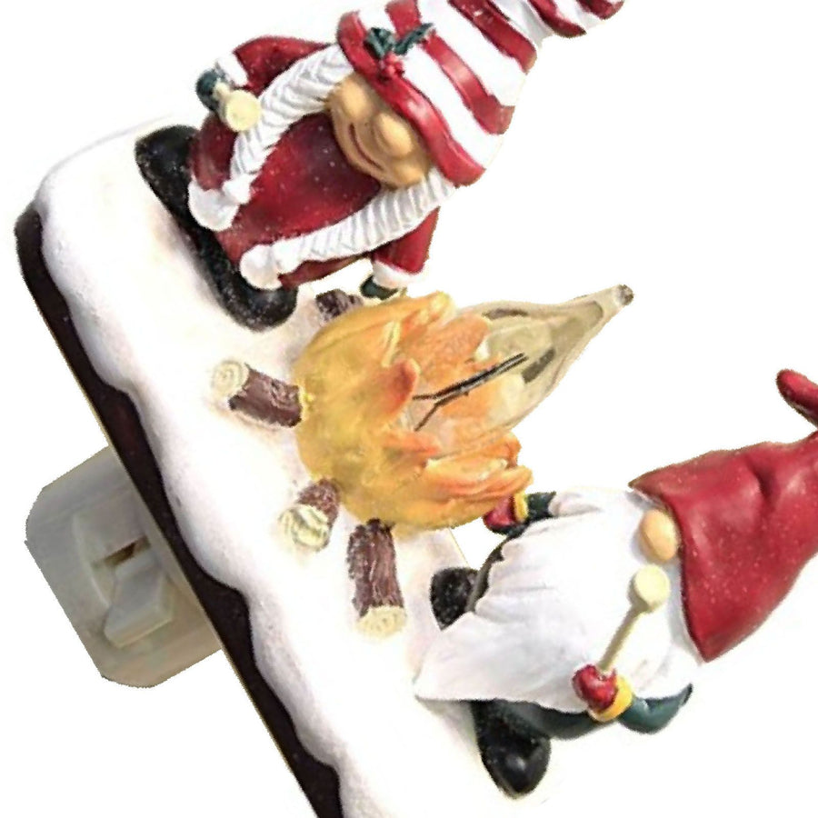 Xmas Night Light Flickering Campfire Effect Resin Plug In Night Lamp Holiday Decoration C