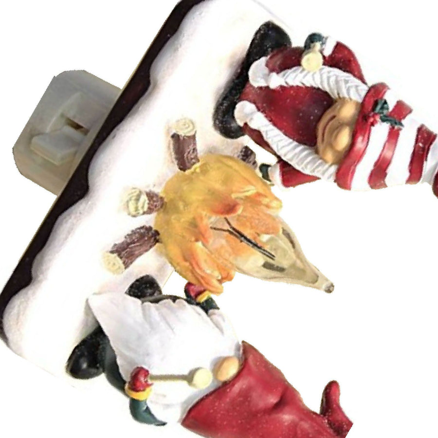 Xmas Night Light Flickering Campfire Effect Resin Plug In Night Lamp Holiday Decoration C