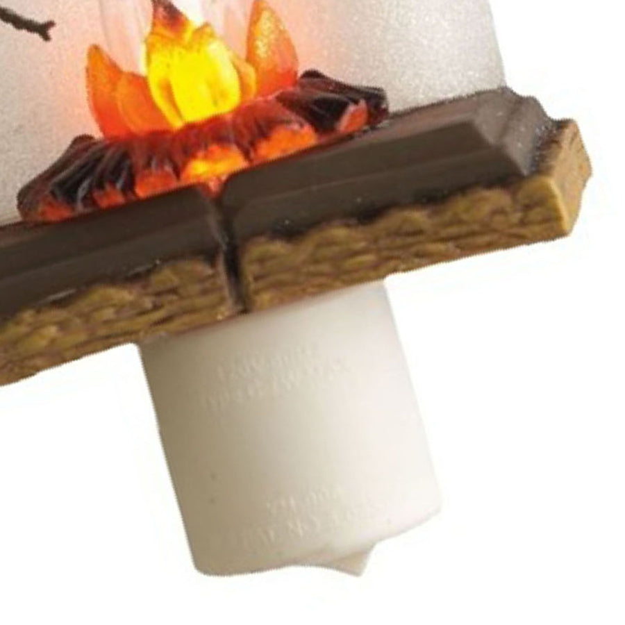Xmas Night Light Flickering Campfire Effect Resin Plug In Night Lamp Holiday Decoration D