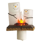 Xmas Night Light Flickering Campfire Effect Resin Plug In Night Lamp Holiday Decoration D