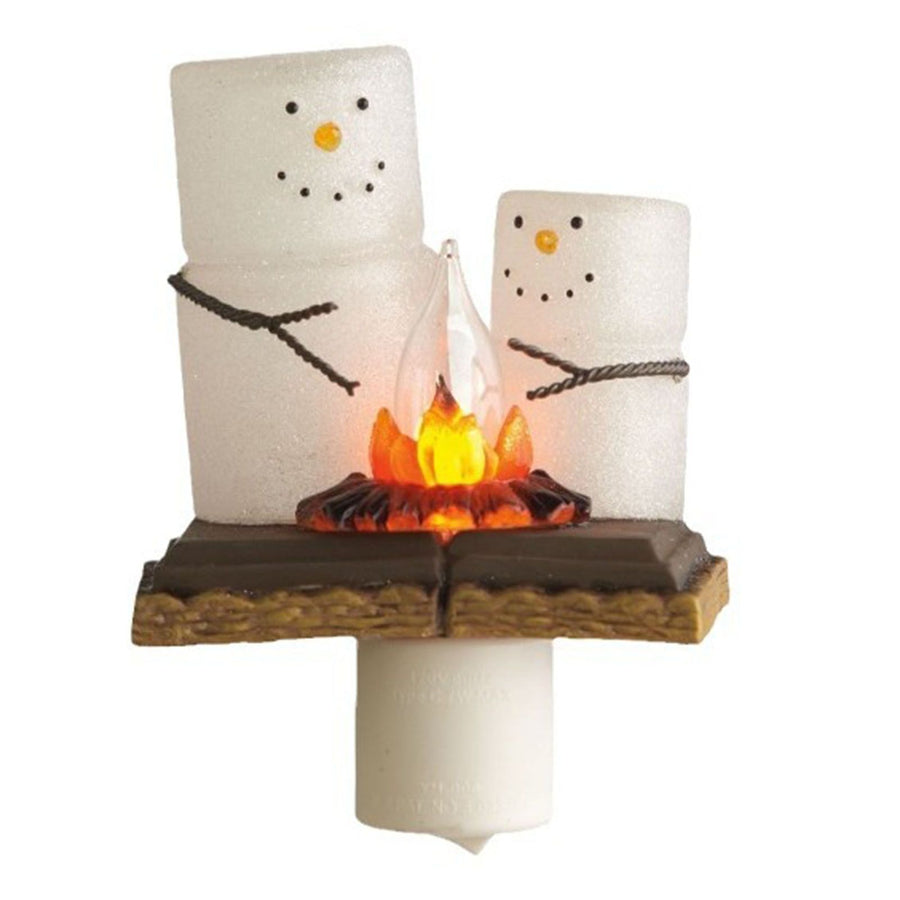 Xmas Night Light Flickering Campfire Effect Resin Plug In Night Lamp Holiday Decoration D