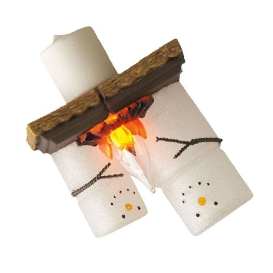 Xmas Night Light Flickering Campfire Effect Resin Plug In Night Lamp Holiday Decoration D
