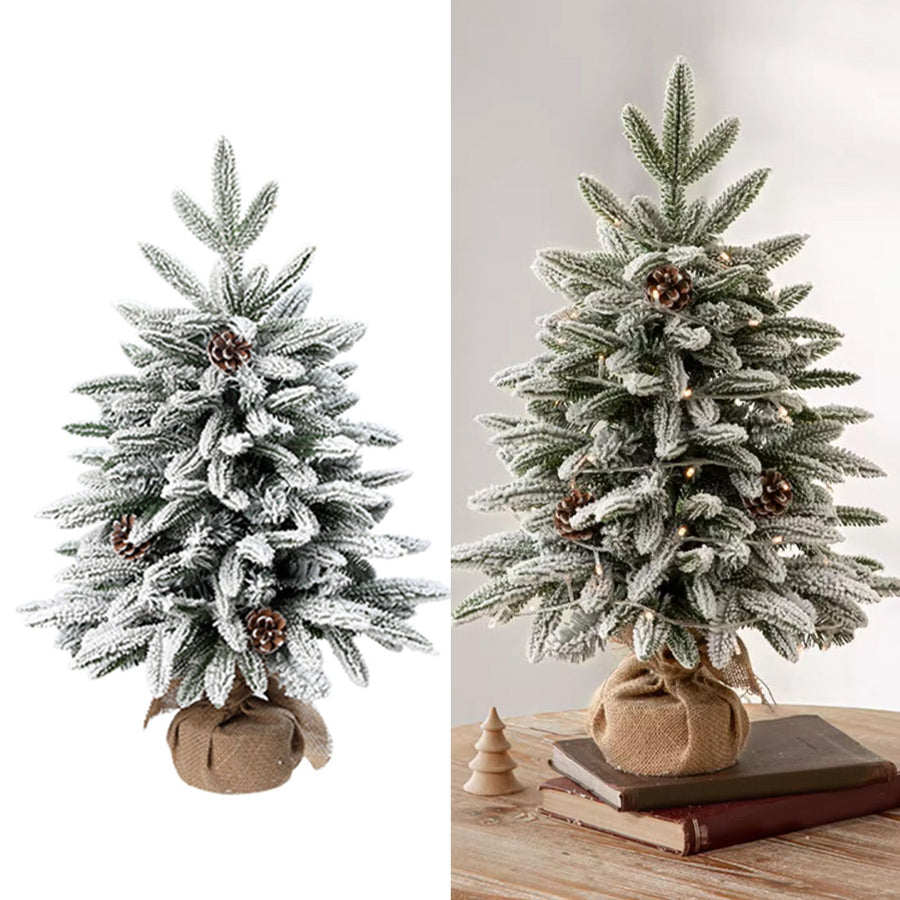 45cm Xmas Tree Snow Tree Snow Flocked Xmas Tree with Snow Cedar and Snowflakes Decorations for Office and Home