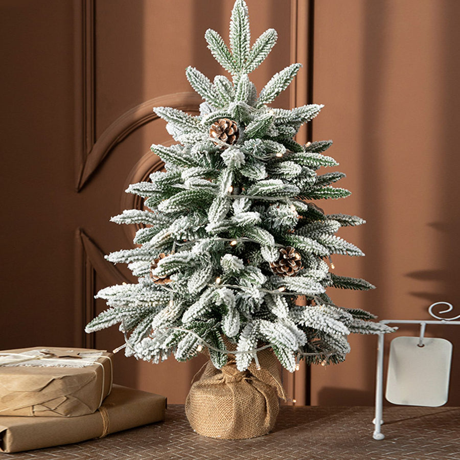 45cm Xmas Tree Snow Tree Snow Flocked Xmas Tree with Snow Cedar and Snowflakes Decorations for Office and Home