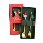4Pcs Xmas Spoon and Fork Set Stainless Steel Adorable Dessert Utensils Cutlery Set