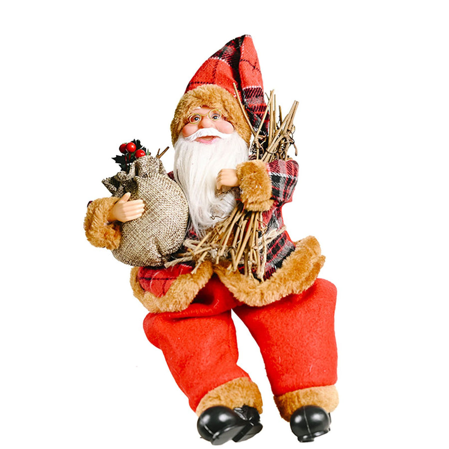 Santa Decoration Cute Image Santa Figurines Doll Toy Holiday Style Tabletop Santa Ornament for Party Home Desk Sitting Figure Firewood Model
