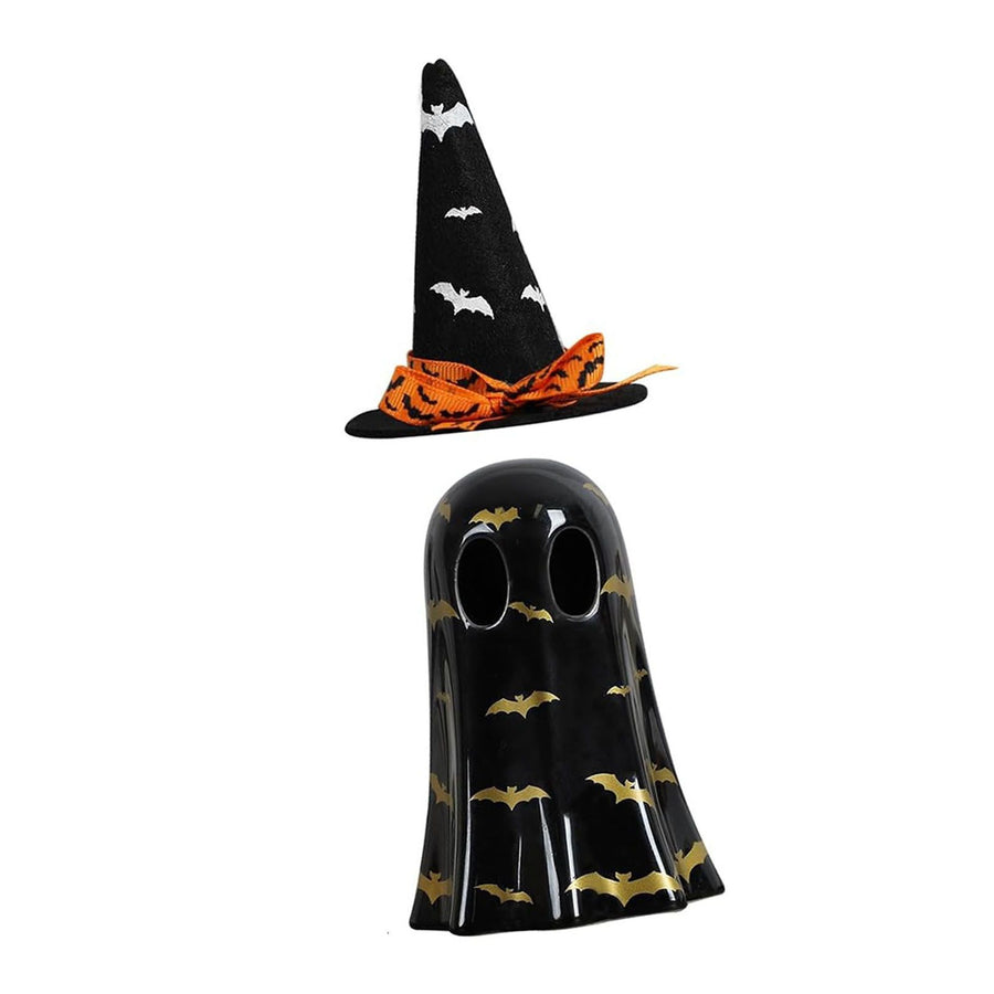 Ghost Light Decor Light Up with Witch Hat All Hallow Day Indoor Home Table Decoration Black