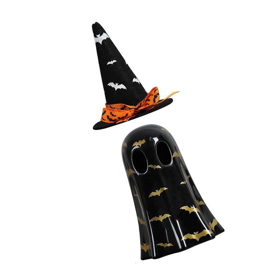 Ghost Light Decor Light Up with Witch Hat All Hallow Day Indoor Home Table Decoration Black