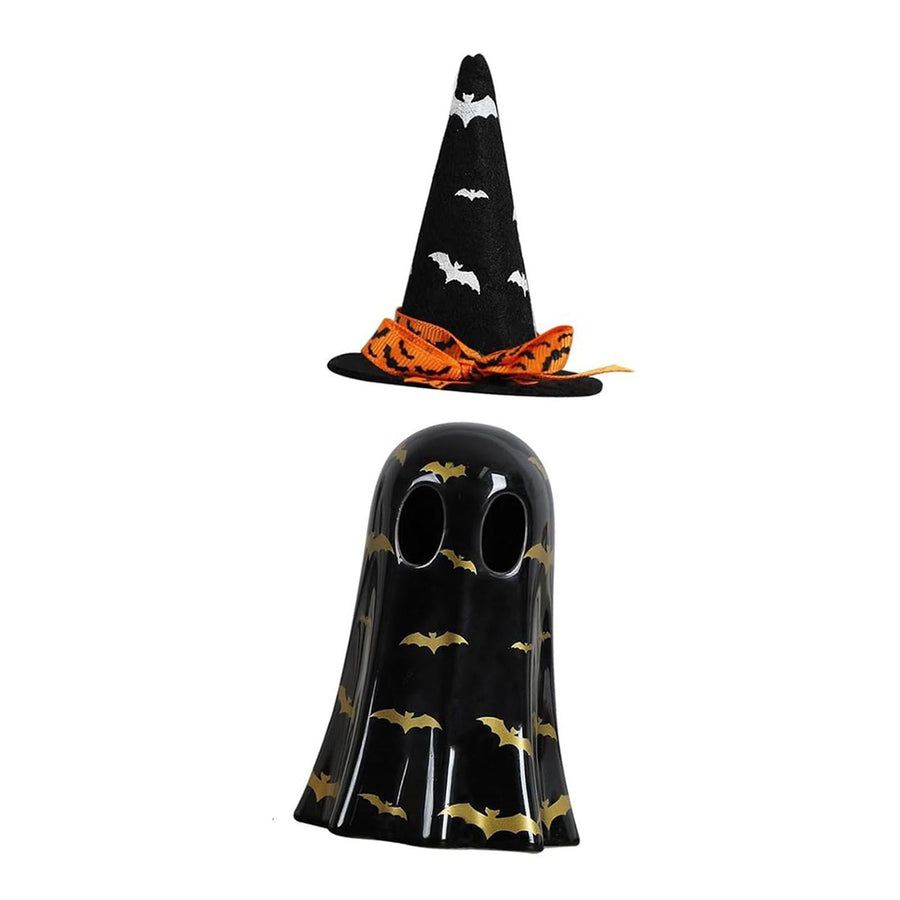 Ghost Light Decor Light Up with Witch Hat All Hallow Day Indoor Home Table Decoration Black