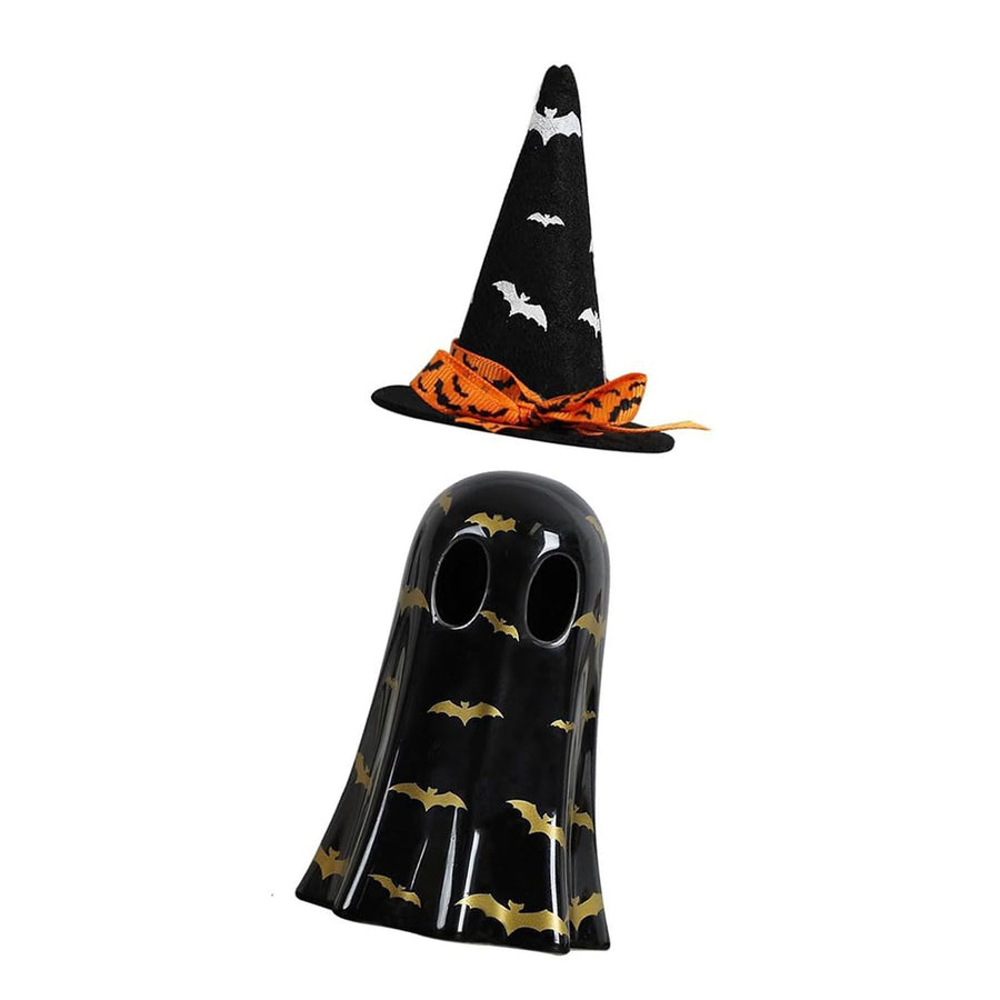 Ghost Light Decor Light Up with Witch Hat All Hallow Day Indoor Home Table Decoration Black