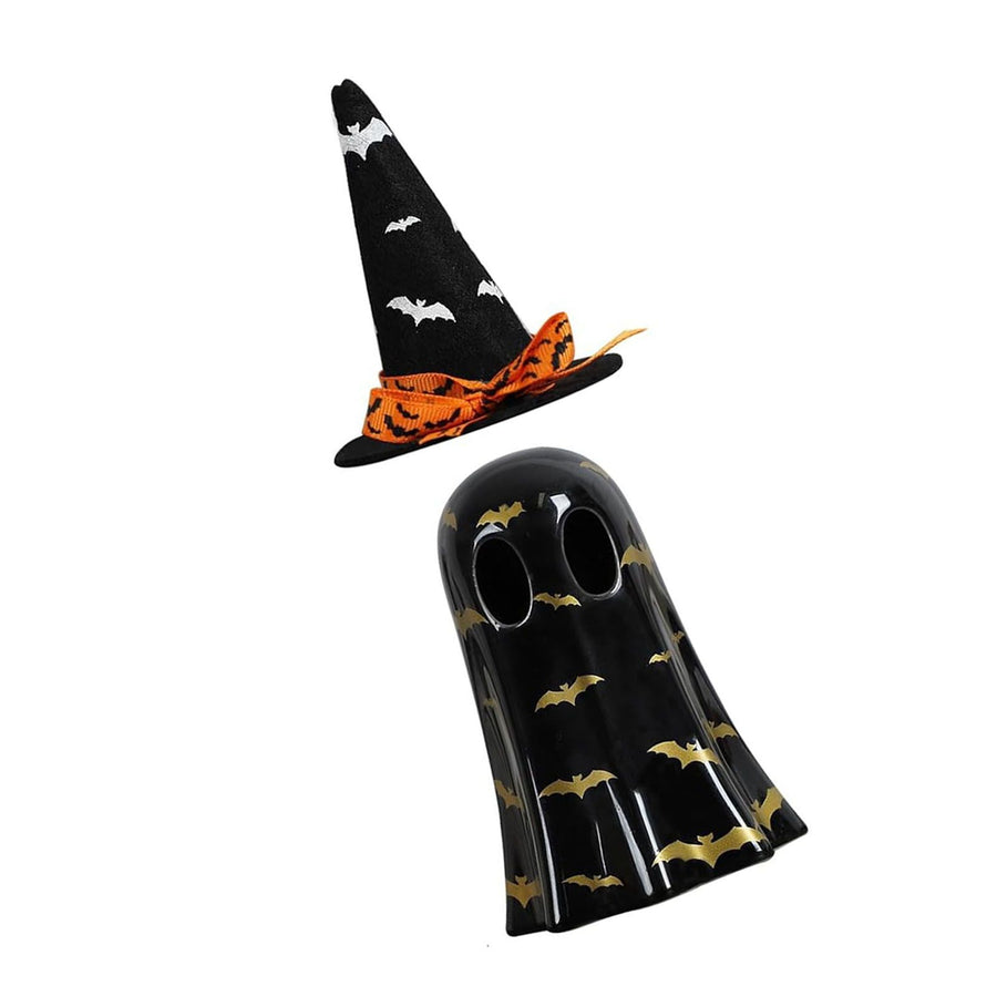 Ghost Light Decor Light Up with Witch Hat All Hallow Day Indoor Home Table Decoration Black