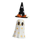 Ghost Light Decor Light Up with Witch Hat All Hallow Day Indoor Home Table Decoration White