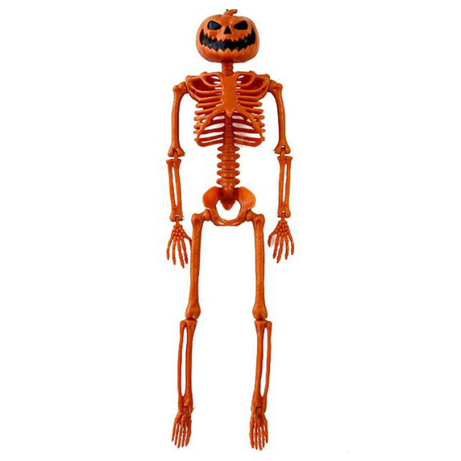 Human Skeleton 35.4in Plastic Realistic Creepy Pumpkin Skeleton for Decoration Prop