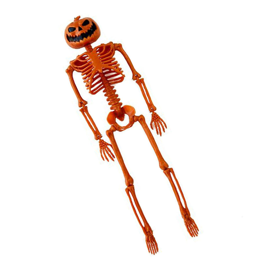 Human Skeleton 35.4in Plastic Realistic Creepy Pumpkin Skeleton for Decoration Prop