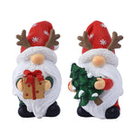 2Pcs Santa Ornament Xmas Statue Art Craft Room Tabletop Display Winter New Year Decor