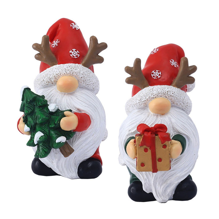 2Pcs Santa Ornament Xmas Statue Art Craft Room Tabletop Display Winter New Year Decor