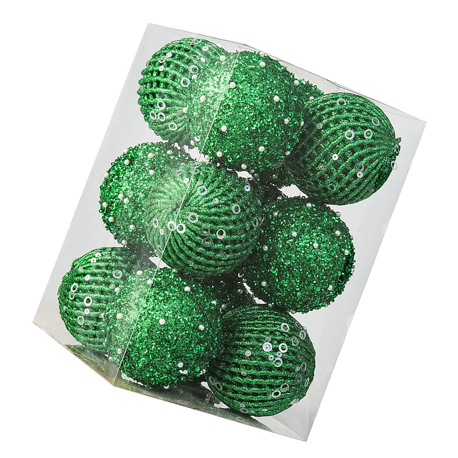 12pcs Xmas Ball Ornament Creative Lightweight Foam Xmas Tree Decorative Ball for Wedding Home Commercial Decoration Green
