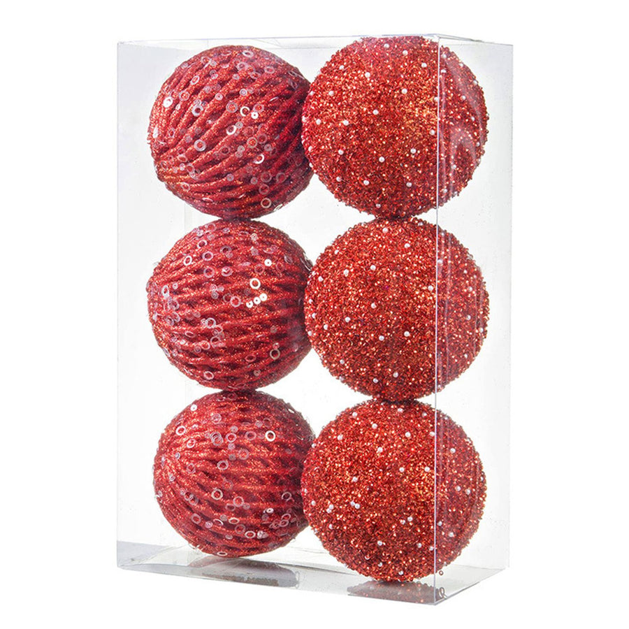 6Pcs Xmas Tree Snowball Ornaments Pendant Decor Foam Wedding Decoration Scene Props 10cm Red