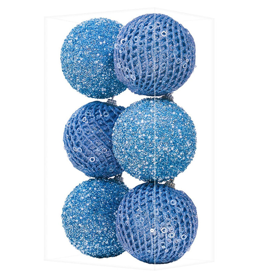 6Pcs Xmas Tree Snowball Ornaments Pendant Decor Foam Wedding Decoration Scene Props 10cm Blue