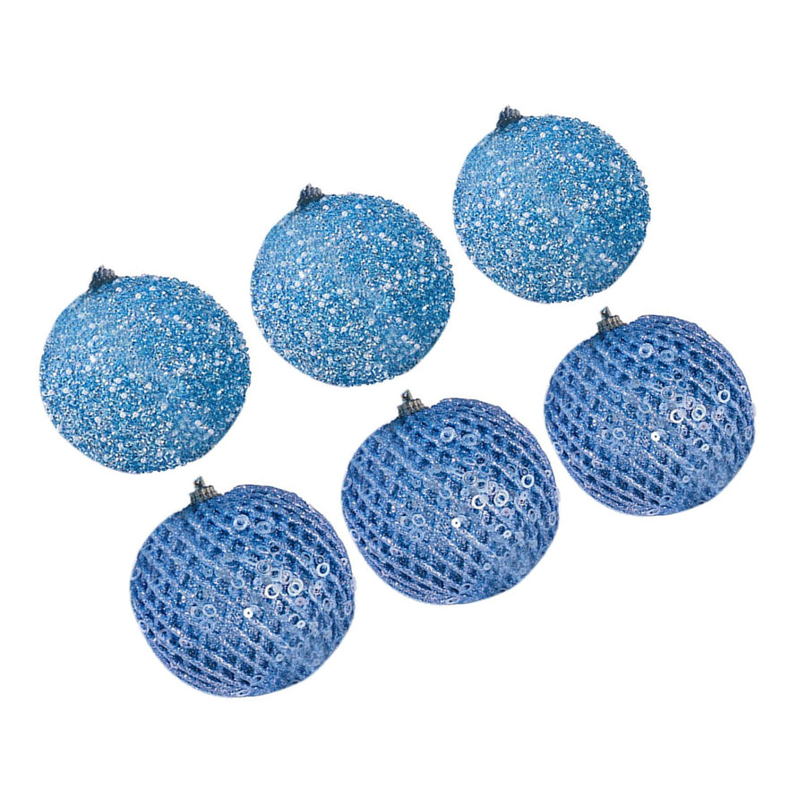 6Pcs Xmas Tree Snowball Ornaments Pendant Decor Foam Wedding Decoration Scene Props 10cm Blue