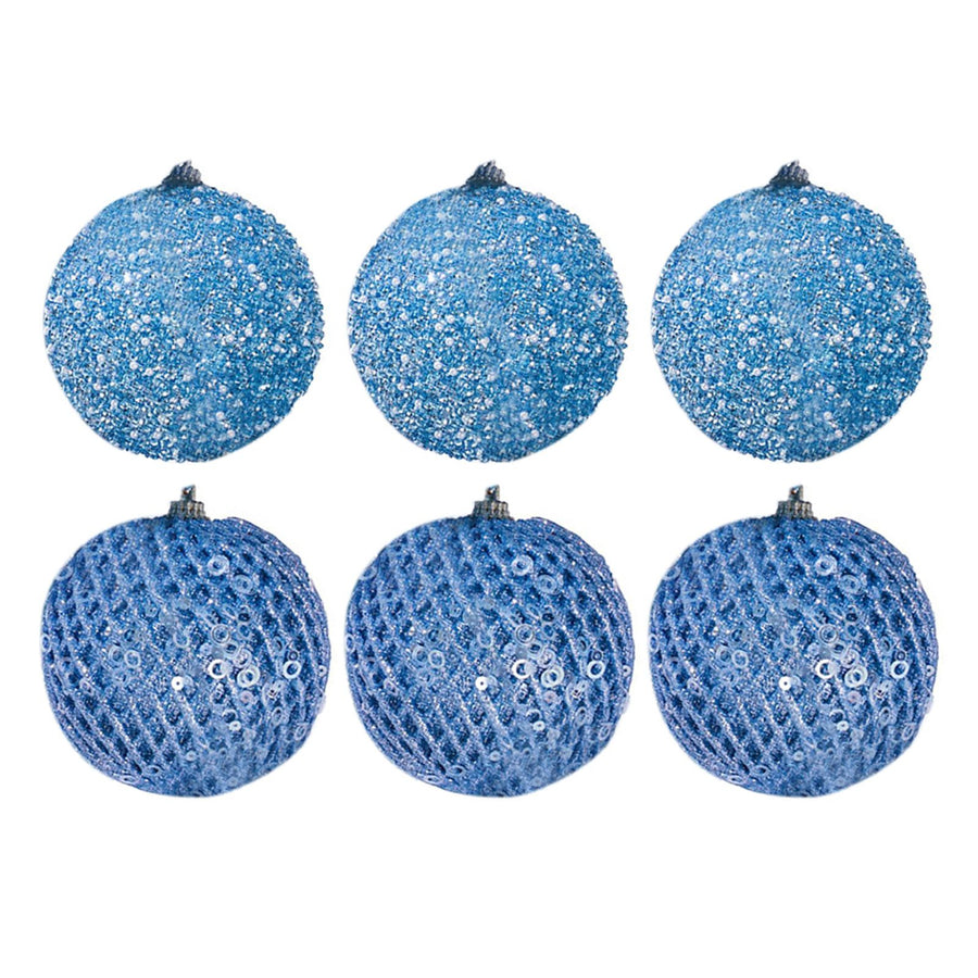 6Pcs Xmas Tree Snowball Ornaments Pendant Decor Foam Wedding Decoration Scene Props 10cm Blue