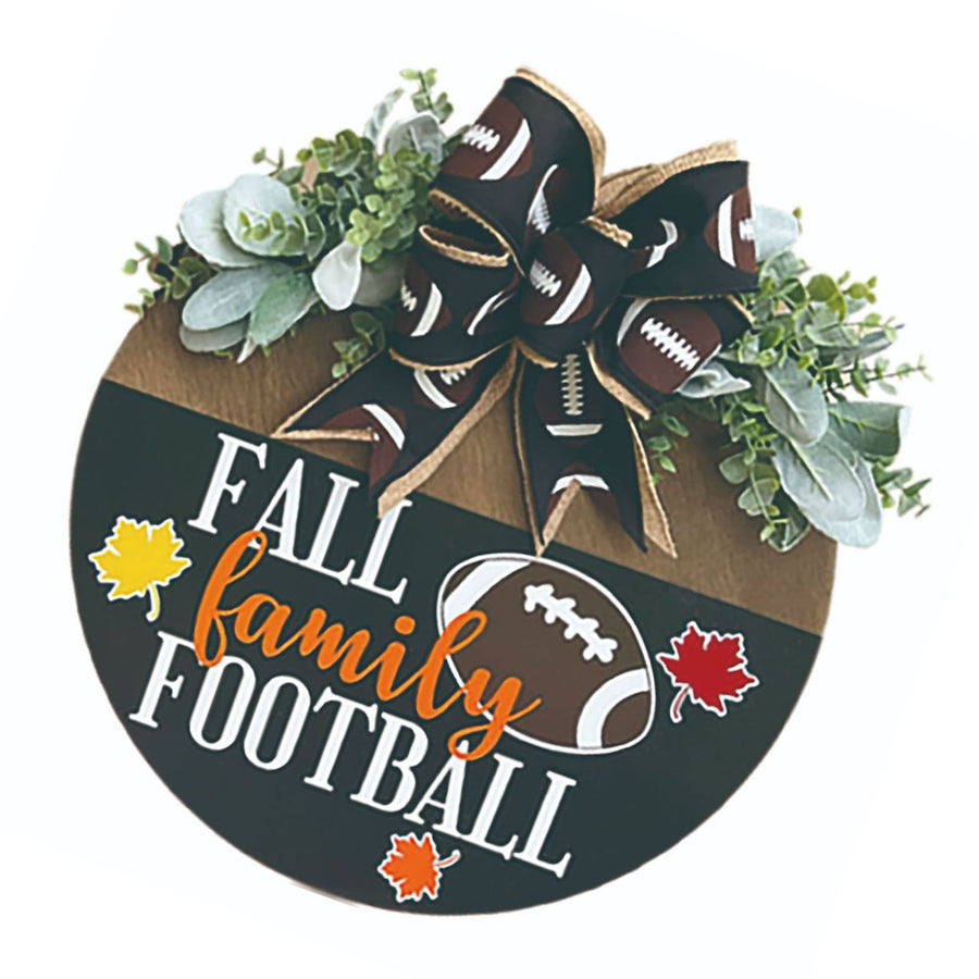 Front Door Sign Wooden Xmas Football Front Door Hanging Plaque Decor for Wall Porch