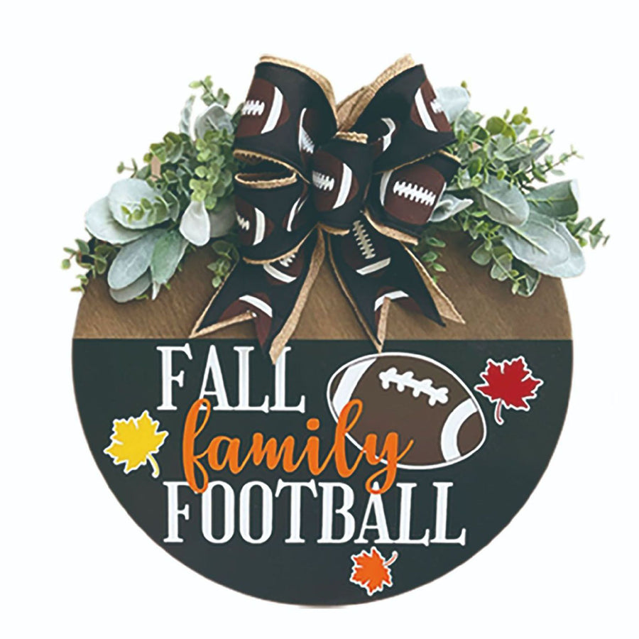 Front Door Sign Wooden Xmas Football Front Door Hanging Plaque Decor for Wall Porch