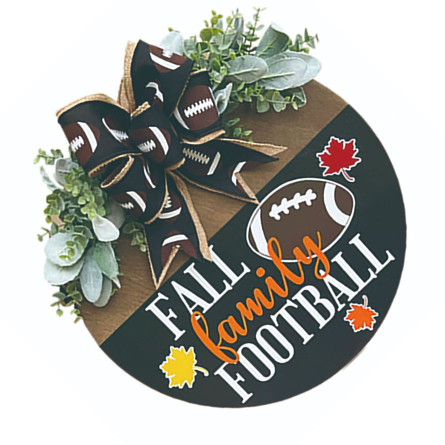 Front Door Sign Wooden Xmas Football Front Door Hanging Plaque Decor for Wall Porch