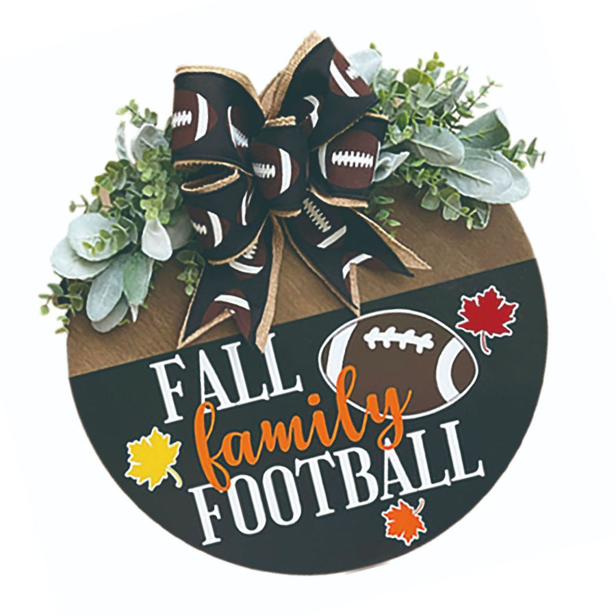 Front Door Sign Wooden Xmas Football Front Door Hanging Plaque Decor for Wall Porch