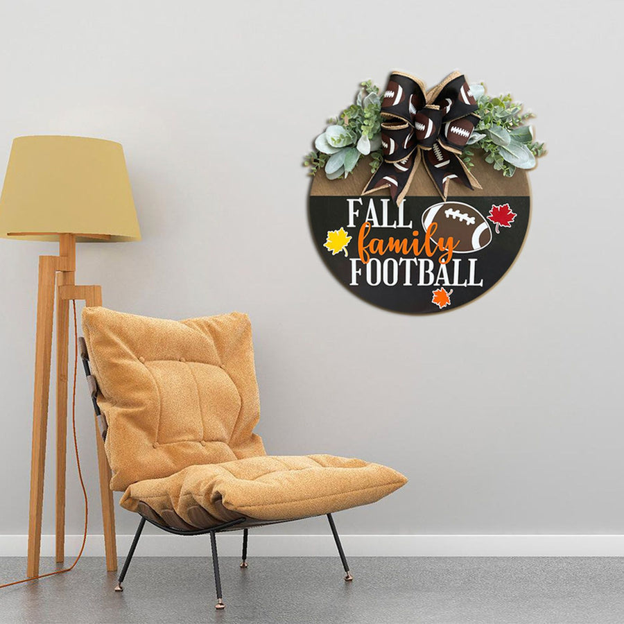 Front Door Sign Wooden Xmas Football Front Door Hanging Plaque Decor for Wall Porch