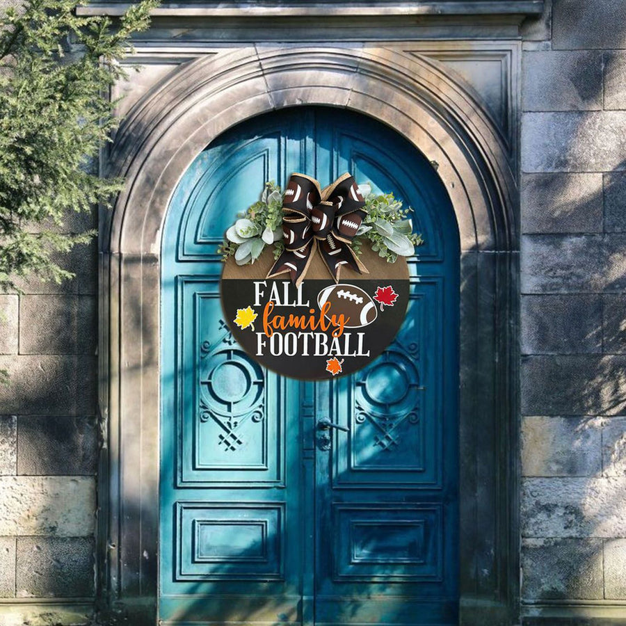 Front Door Sign Wooden Xmas Football Front Door Hanging Plaque Decor for Wall Porch