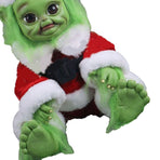 Green Hair Monster Doll with Xmas Clothes Unique Green Fur Monster Doll for Decoration Xmas Toy