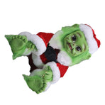 Green Hair Monster Doll with Xmas Clothes Unique Green Fur Monster Doll for Decoration Xmas Toy