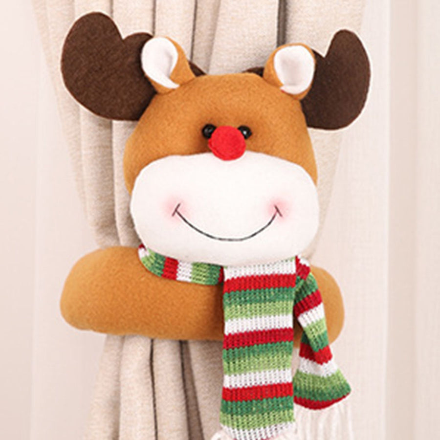Cute Curtain Tiebacks Clip Decorative Cartoon Window Drapery Ties for Holiday Bedroom Living Room Reindeer Version