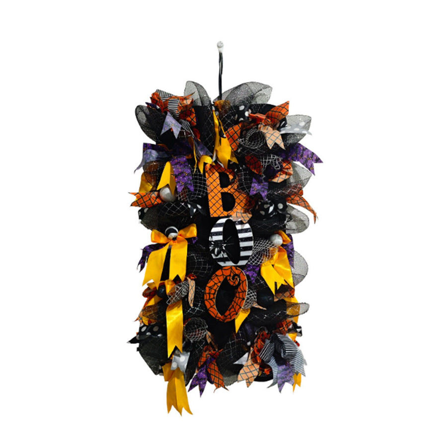 Spooky Wreath for Door Decoration Funny Pumpkin Spiderweb Hanging Hook Spooky Wreath Ornament