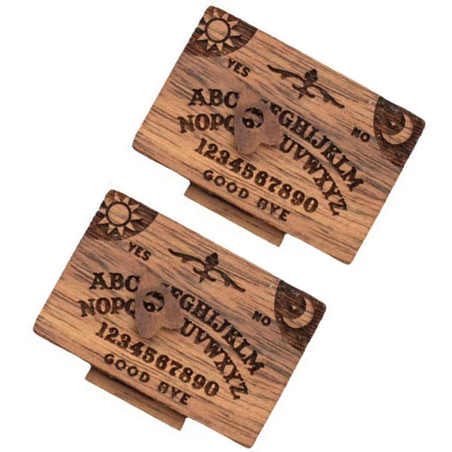 Miniature Wooden Ouija Board with Drawer Heart Pattern Functional Spirit Board Decoration for Home 2pcs