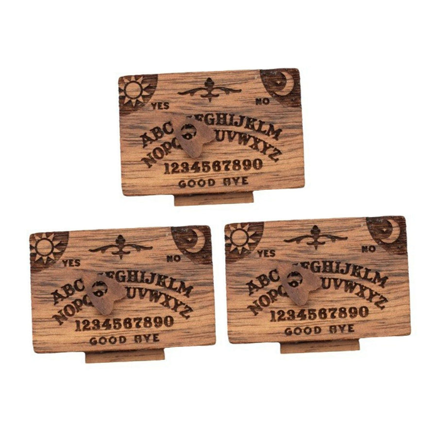 Miniature Wooden Ouija Board with Drawer Heart Pattern Functional Spirit Board Decoration for Home 3pcs