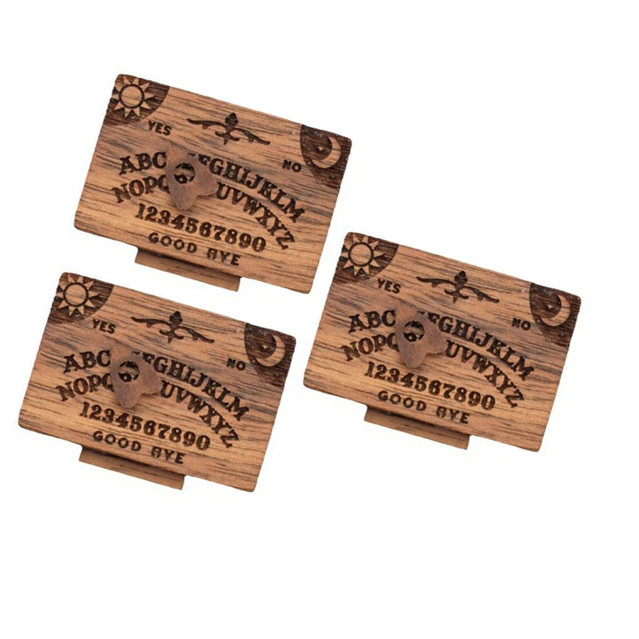 Miniature Wooden Ouija Board with Drawer Heart Pattern Functional Spirit Board Decoration for Home 3pcs