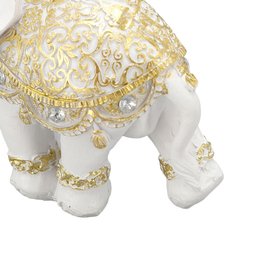 Elephant Statue White Resin Cute Lucky Elephant Sculpture for Entryway Bookshelf Computer Desk Home Decoration M
